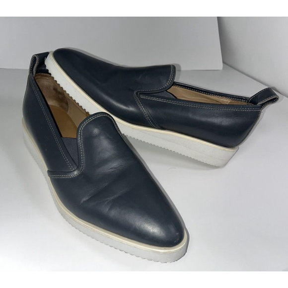 Everlane Shoes - Everlane The Street Shoe Womens Size 10.5 Blue Leather Loafer Wedge Shoe Slip-On
